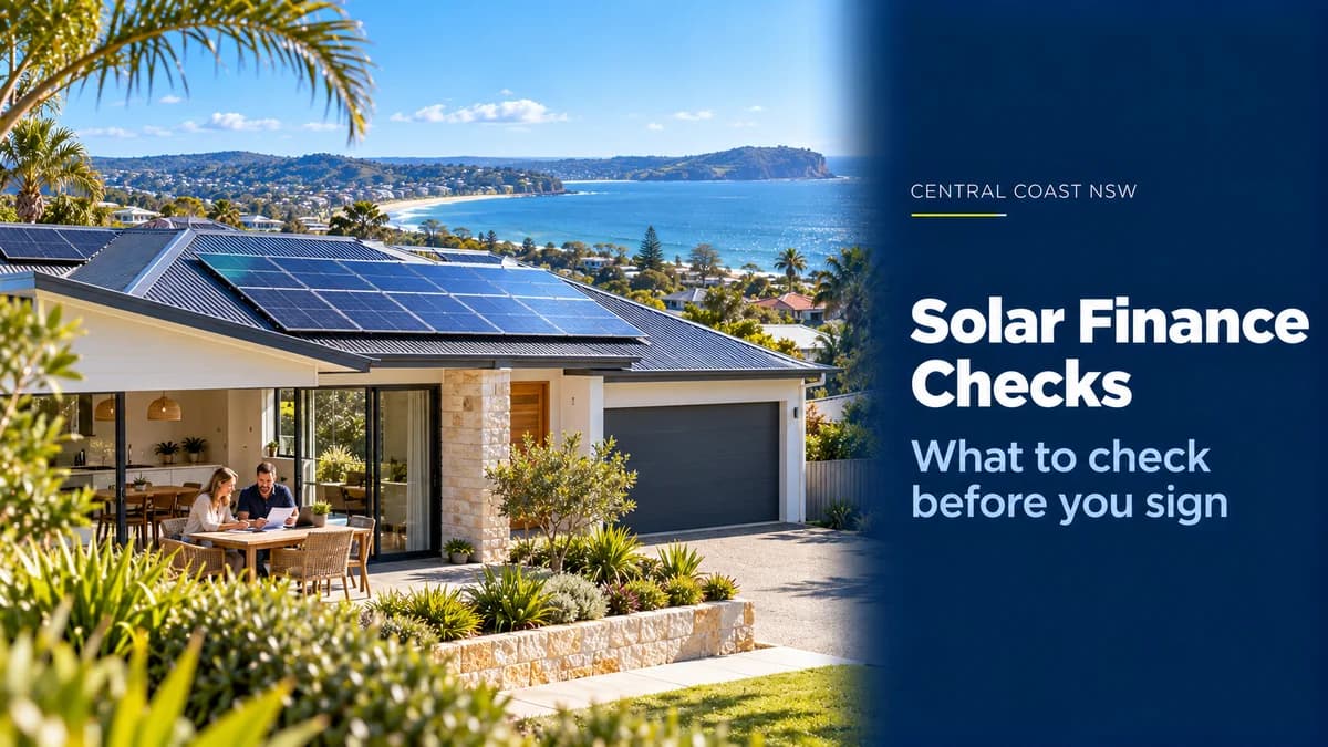 Solar Finance Central Coast NSW: What to Check Before You Sign